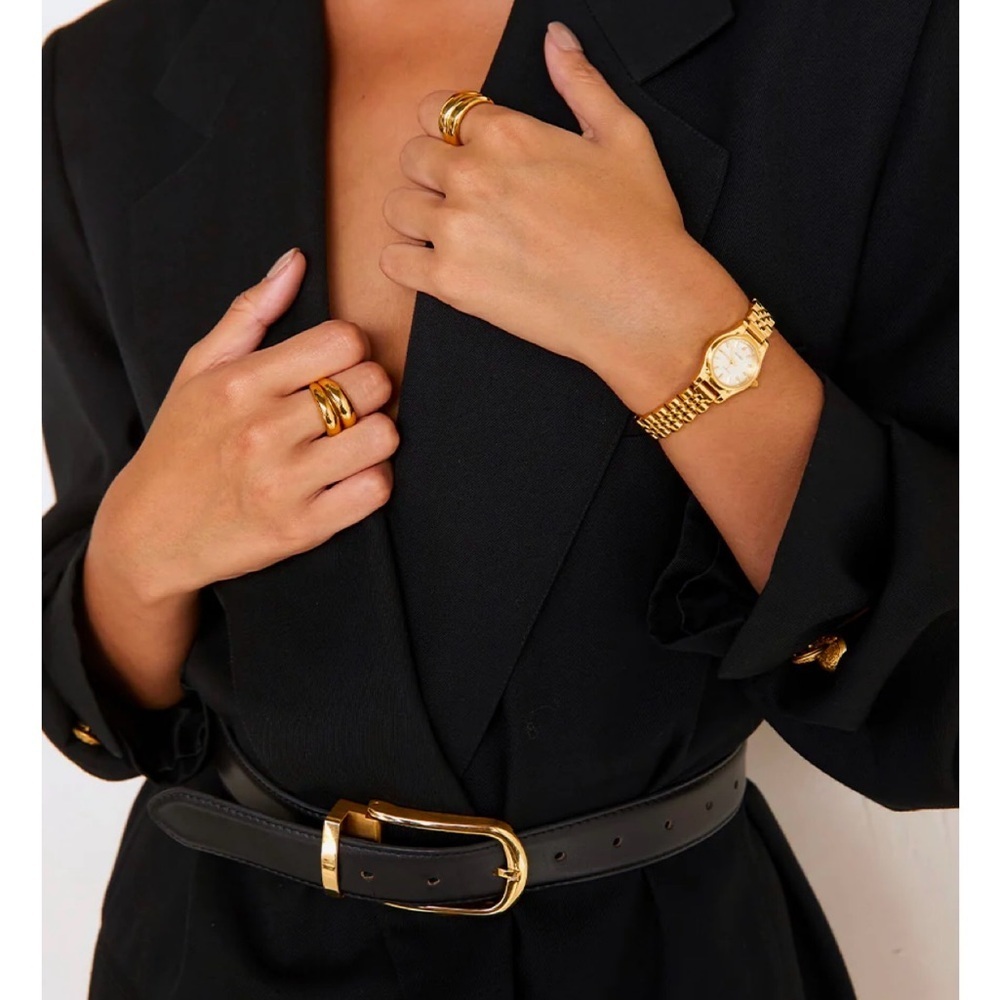 18K Premium Gold Vintage Round Classic Fashionable Quartz Wristwatch watch